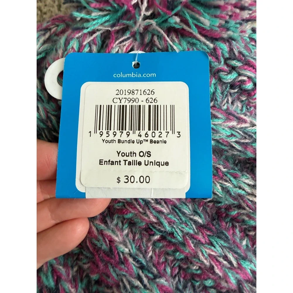 Columbia Beanie Youth Knit Pom Fleece Lined Winter Outdoor NEW